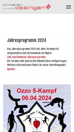 Vorschau der mobilen Webseite www.tvossingen.ch, TV Ossingen