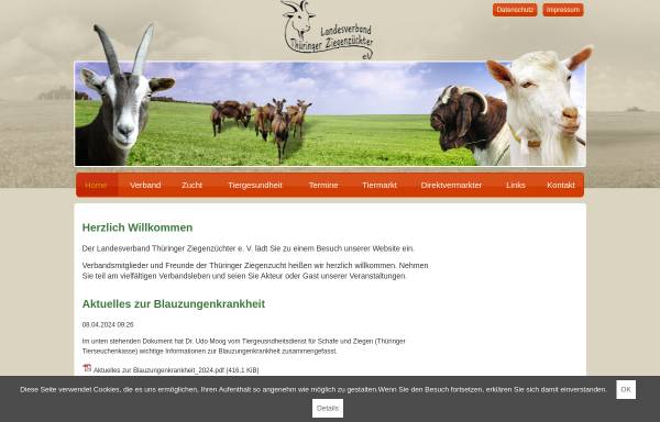 Vorschau von www.thueringer-ziegen.de, Landesverband Thüringer Ziegenzüchter