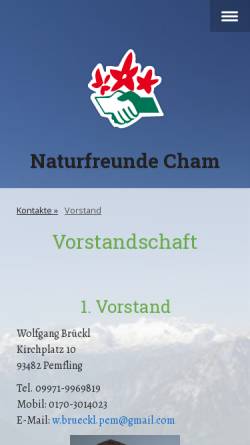 Vorschau der mobilen Webseite www.naturfreunde-cham.de, Naturfreunde Cham
