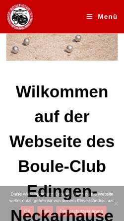 Vorschau der mobilen Webseite www.boule-club.de, Boule Club Edingen-Neckarhausen