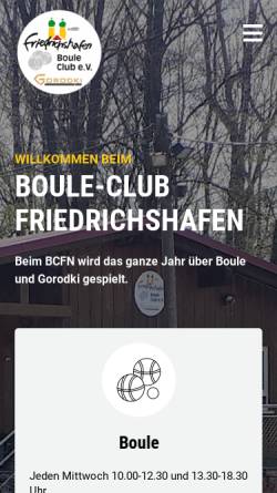 Vorschau der mobilen Webseite www.bouleclub-fn.de, Boule Club Friedrichshafen e.V.