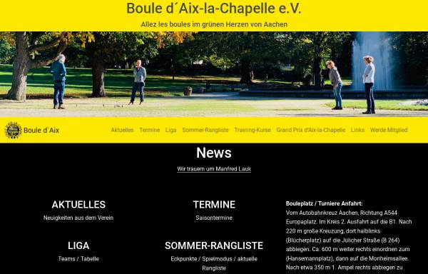 Vorschau von www.boule-aachen.de, Boule ´d Aix la Chapelle e.V.