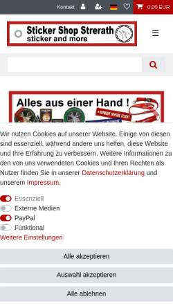 Vorschau der mobilen Webseite www.sticker-shop.de, Sticker Shop Strerath
