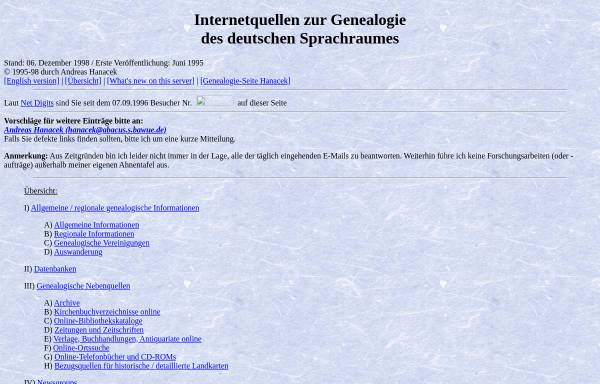 Vorschau von home.bawue.de, Internetquellen zur Genealogie des deutschen Sprachraumes