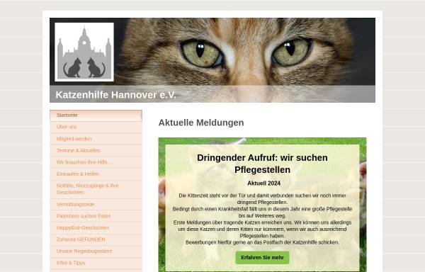 Vorschau von www.katzenhilfehannover.de, Katzenhilfe Hannover e.V.