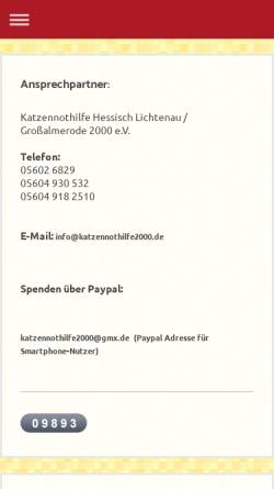 Vorschau der mobilen Webseite www.katzennothilfe2000.de, Katzennothilfe2000 e.V.