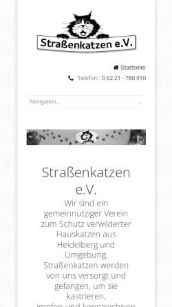 Vorschau der mobilen Webseite www.strassenkatzen.de, Straßenkatzen e.V.