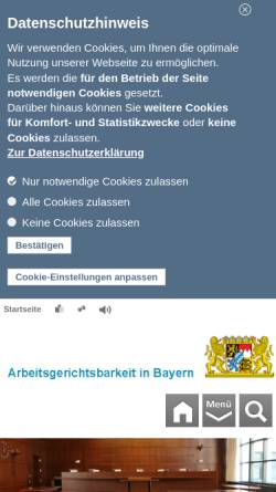 Vorschau der mobilen Webseite www.arbg.bayern.de, Arbeitsgerichtsbarkeit in Bayern