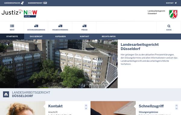 Vorschau von www.lag-duesseldorf.nrw.de, Landesarbeitsgericht Düsseldorf, Nordrhein-Westfalen
