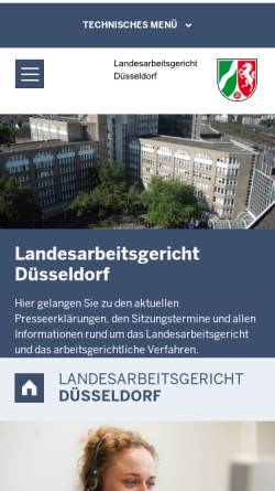 Vorschau der mobilen Webseite www.lag-duesseldorf.nrw.de, Landesarbeitsgericht Düsseldorf, Nordrhein-Westfalen