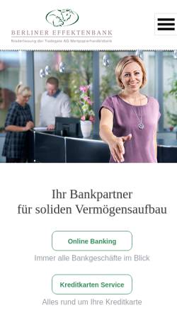 Vorschau der mobilen Webseite www.effektenbank.de, Berliner Effektenbank AG