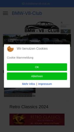 Vorschau der mobilen Webseite www.bmw-v8-club.de, BMW-V8-Club