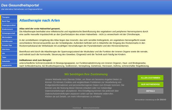 Vorschau von www.das-gesundheitsportal.com, Gesundheitsportal: Atlastherapie nach Arlen