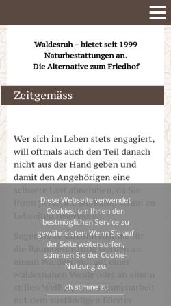 Vorschau der mobilen Webseite www.waldesruh.ch, Waldesruh GmbH