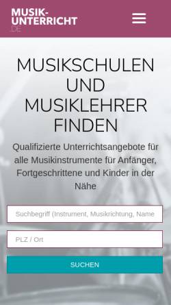 Vorschau der mobilen Webseite www.musikunterricht.de, Musiklehrerdatenbank