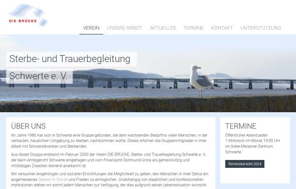 Vorschau von www.diebruecke.net, Die Brücke Sterbe- und Trauerbegleitung Schwerte e. V.