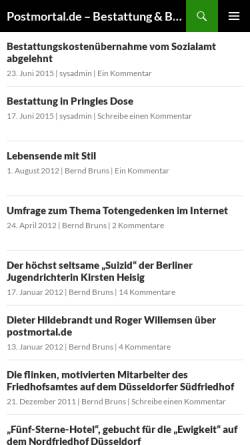 Vorschau der mobilen Webseite www.postmortal.de, Postmortal