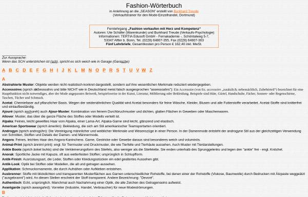 Vorschau von www.b-treude.de, Fashion-Wörterbuch