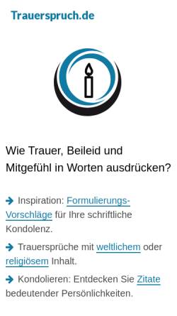 Vorschau der mobilen Webseite www.trauerspruch.de, trauerspruch.de