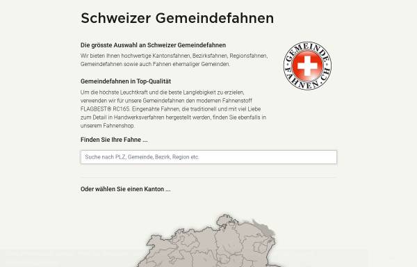Vorschau von www.gemeindefahnen.ch, Gemeinde-, Bezirks- und Kantonsfahnen der Schweiz