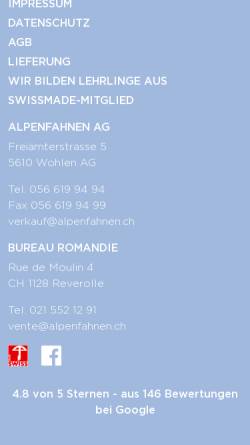 Vorschau der mobilen Webseite www.gemeindefahnen.ch, Gemeinde-, Bezirks- und Kantonsfahnen der Schweiz