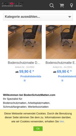 Vorschau der mobilen Webseite www.fussbodenschutz.de, Dorte Nielson Bodenschutzmatten