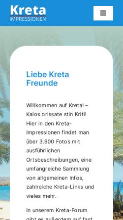 Vorschau der mobilen Webseite www.kreta-impressionen.de, Kreta-Impressionen
