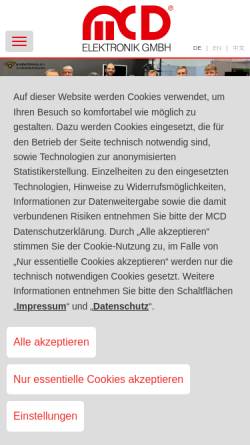 Vorschau der mobilen Webseite www.mcd-elektronik.de, MCD Elektronik GmbH