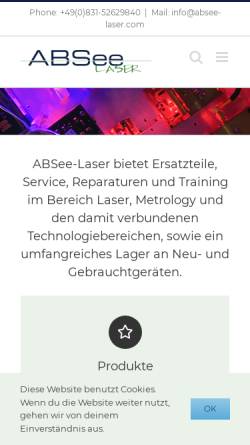 Vorschau der mobilen Webseite www.absee-laser.com, ABSee-Laser, Inh. Florian Rotter