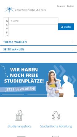 Vorschau der mobilen Webseite www.htw-aalen.de, Steinbeis Transferzentrum (AWFE) der Fachhochschule Aalen