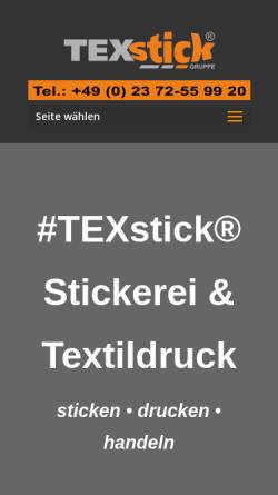 Vorschau der mobilen Webseite texstick.com, HJA TexStick & Merchandising - Inh. Hans-J. Ahlers