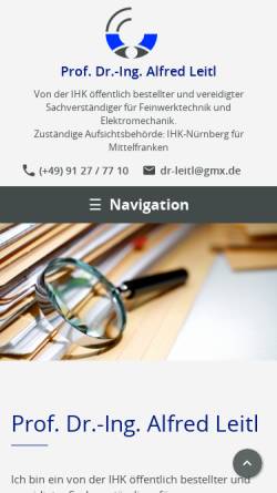 Vorschau der mobilen Webseite www.prof-dr-leitl.de, Prof. Dr.-Ing. Alfred Leitl