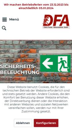 Vorschau der mobilen Webseite www.dfa-gmbh.de, Dirk Franke Akkumulatoren GmbH