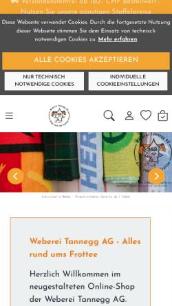 Vorschau der mobilen Webseite www.tannegg.ch, Weberei Tannegg AG