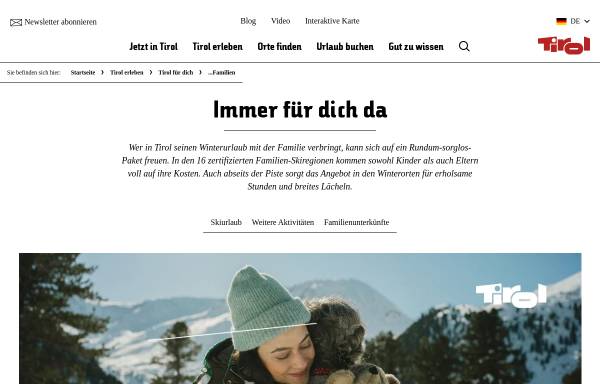 Vorschau von www.tirol.at, Familienurlaub in Tirol