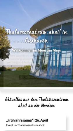 Vorschau der mobilen Webseite www.ahoi-cuxhaven.de, Ahoi Schwimmbad - Cuxhaven-Duhnen