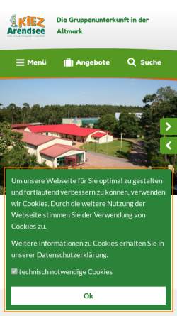 Vorschau der mobilen Webseite www.kiez-arendsee.de, Kinder- und Jugenderholungszentrum Arendsee