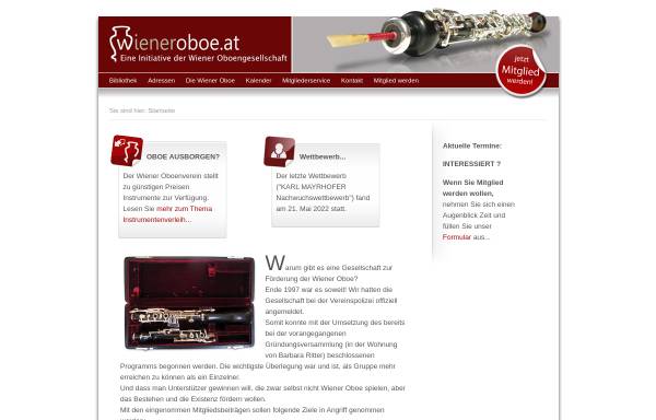 Vorschau von www.wieneroboe.at, Gesellschaft der Freunde der Wiener Oboe