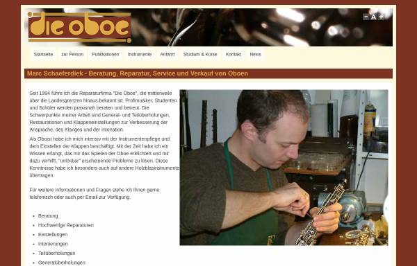 Vorschau von www.die-oboe.de, Die Oboe, Marc Schaeferdiek
