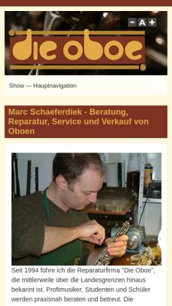 Vorschau der mobilen Webseite www.die-oboe.de, Die Oboe, Marc Schaeferdiek