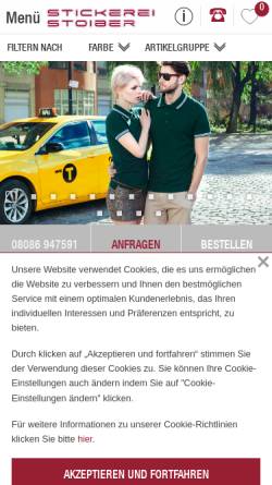 Vorschau der mobilen Webseite www.stickerei-stoiber.de, Stoiber KG