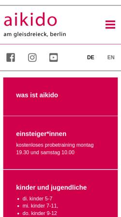 Vorschau der mobilen Webseite www.aikido-dojo-gleisdreieck.de, Aikido-Dojo am Gleisdreieck