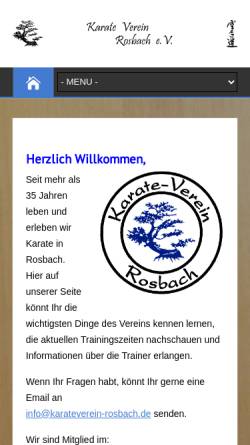 Vorschau der mobilen Webseite karateverein-rosbach.de, Karate-Verein Rosbach