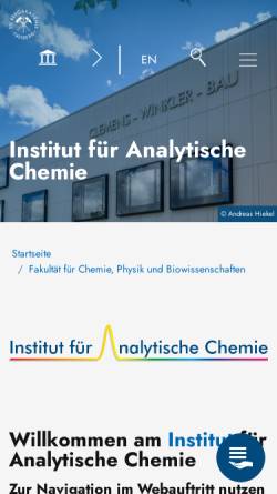 Vorschau der mobilen Webseite tu-freiberg.de, Institut für Analytische Chemie der Universität Freiberg