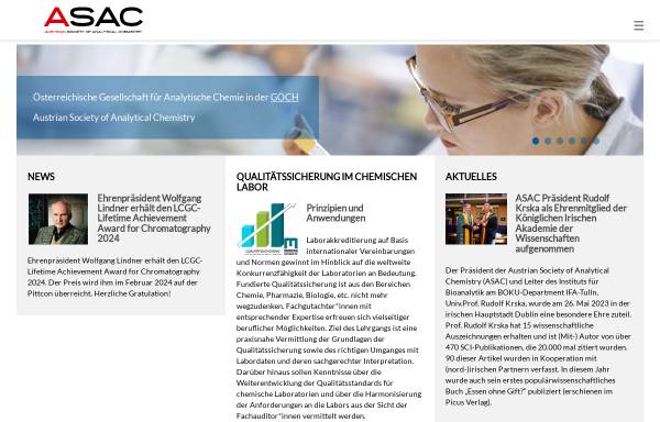 Vorschau von www.asac.at, Österreichische Gesellschaft für Analytische Chemie (ASAC)