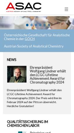 Vorschau der mobilen Webseite www.asac.at, Österreichische Gesellschaft für Analytische Chemie (ASAC)
