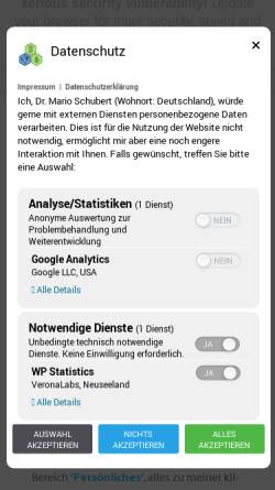 Vorschau der mobilen Webseite www.doktor-schubert.net, Schubert, Dr. Mario