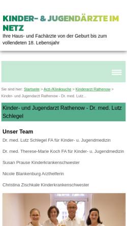 Vorschau der mobilen Webseite www.kinderaerzte-im-netz.de, Dr. Lutz Schlegel, Facharzt für Kinder-und Jugendmedizin