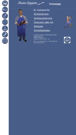 Vorschau der mobilen Webseite www.meister-geppetto.de, Schuh- und Schlüsselservice Meister Geppetto