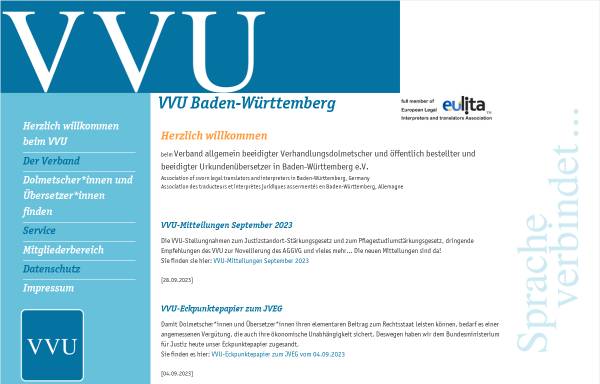 Vorschau von www.vvu-bw.de, Landesverband der Verhandlungsdolmetscher und Urkundenübersetzer